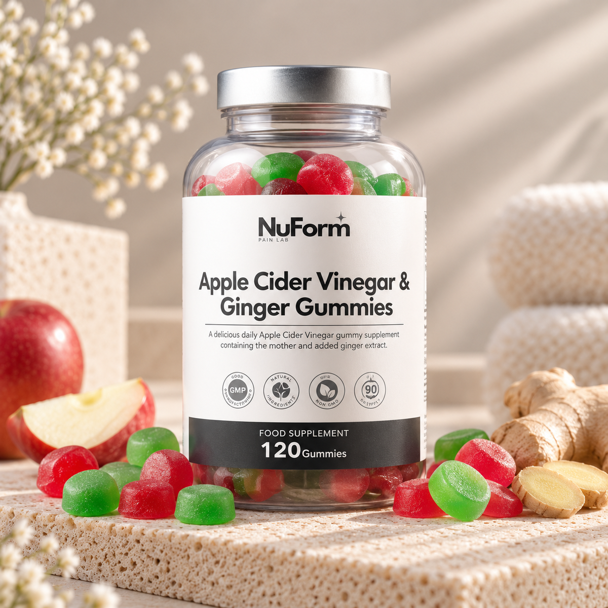 Apple Cider Vinegar & Ginger Gummies For Gut Health, Digestion & Balance